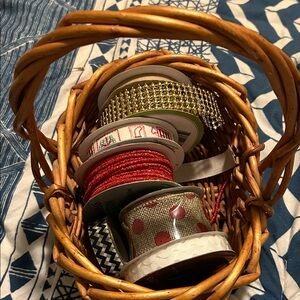 Decorative Wicker Basket with Ribbons